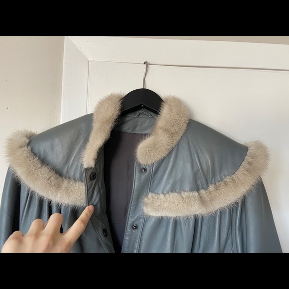 Vintage leather jacket with Mink fur - Picture 2 of 6